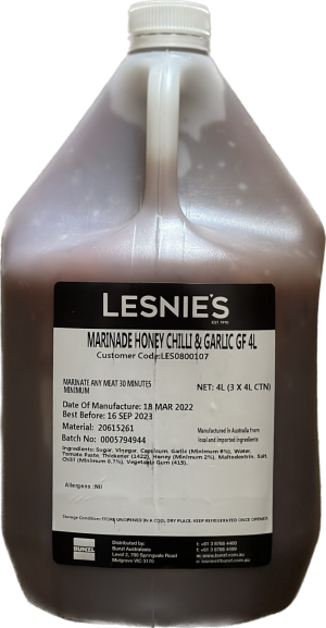 LESNIE'S MARINADE HONEY CHILLI GARLIC 4L