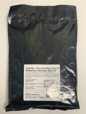 Lesnies Sausage Meal MINT HERB AND ROSEMARY Gluten Free 1kg