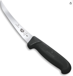 Victorinox Curved Flexible Narrow Blade Boning Knife, Black, 5.6613.15